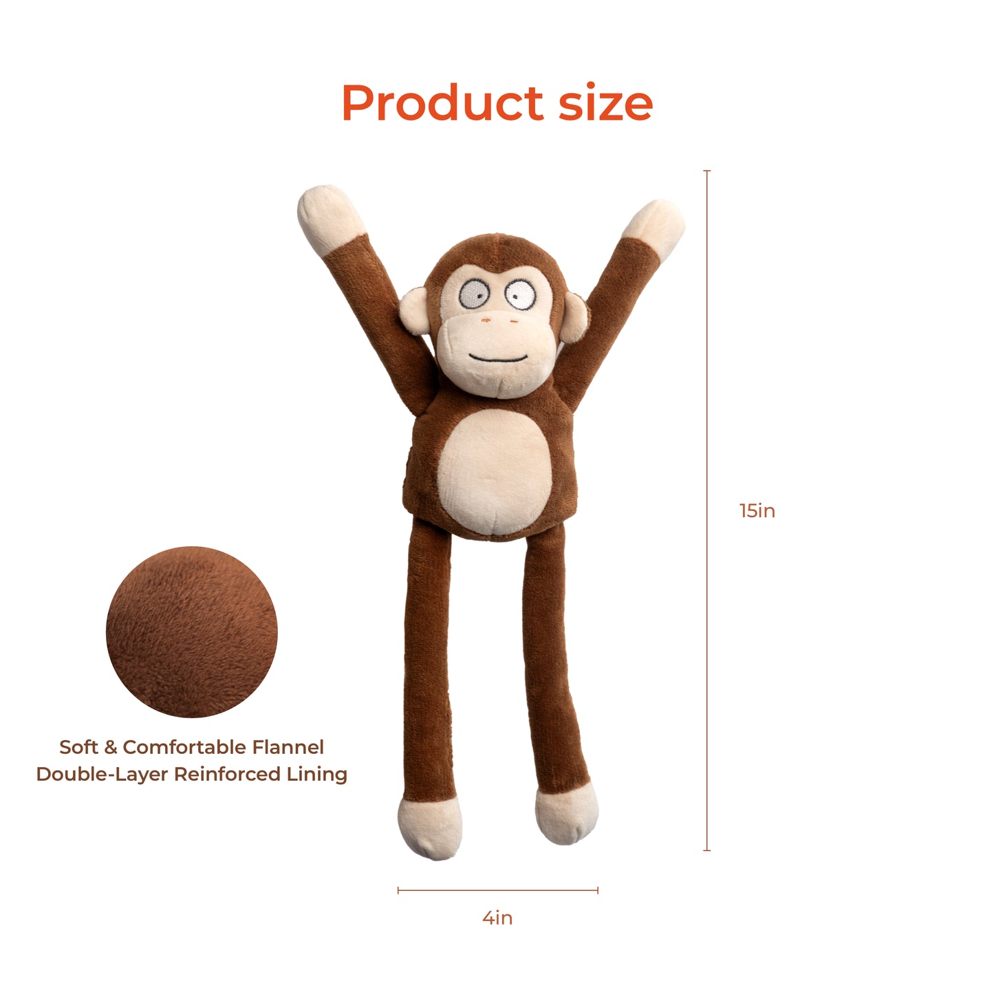 Squeaky Monkey Plush Dog Toy
