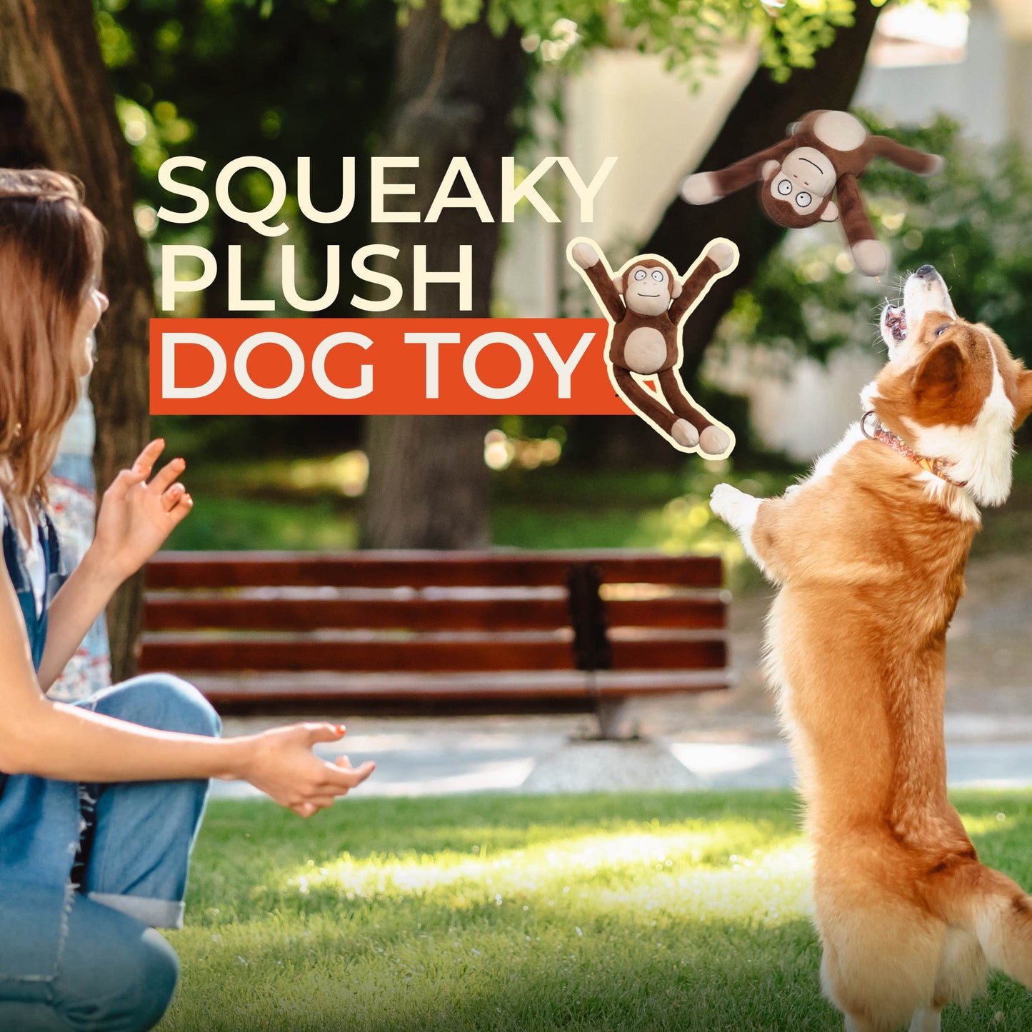 Squeaky Monkey Plush Dog Toy