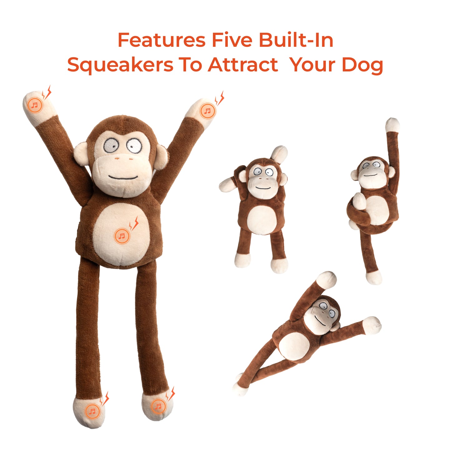 Squeaky Monkey Plush Dog Toy