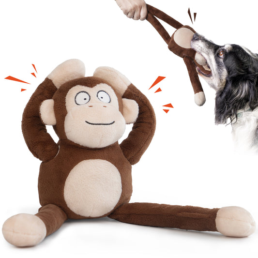 Squeaky Monkey Plush Dog Toy